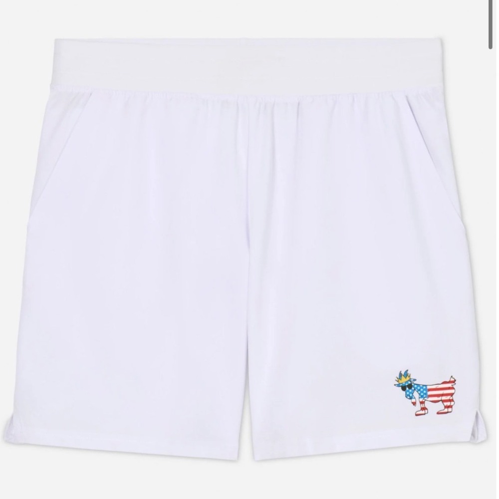 GOAT USA Mens Freedom Athletic Shorts White Patriotic Size Medium Gym Running